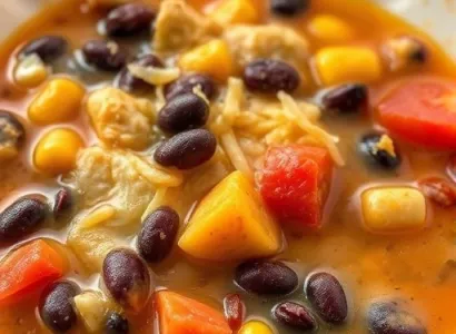 Soupe de poulet aux haricots noirs et maïs