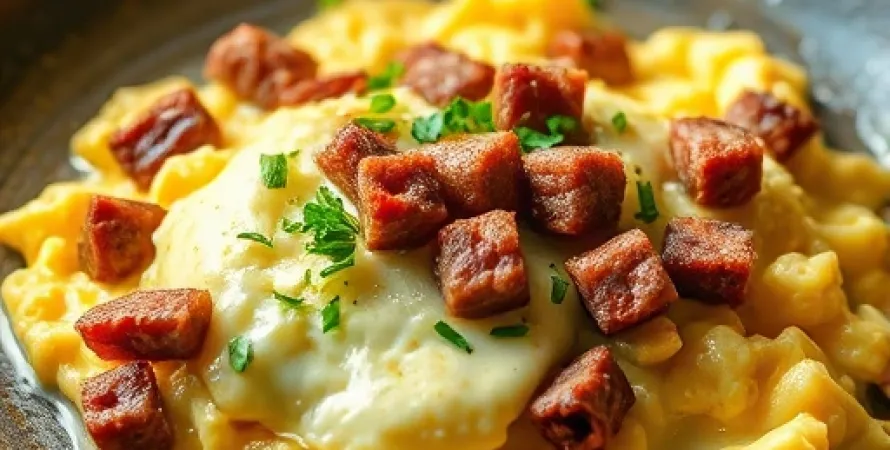 Oeufs brouillés au veau