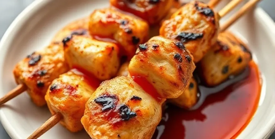 Brochettes de poulet grillées au sauce yakitori