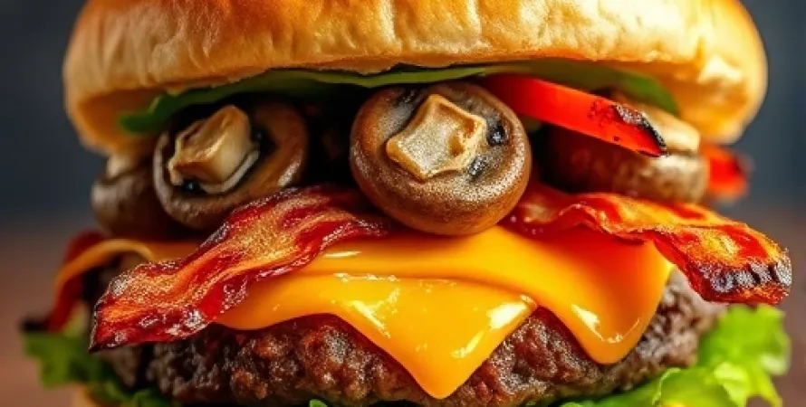 Burgers aux champignons et bacon