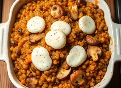 Lentilles aux champignons et noix de Grenoble