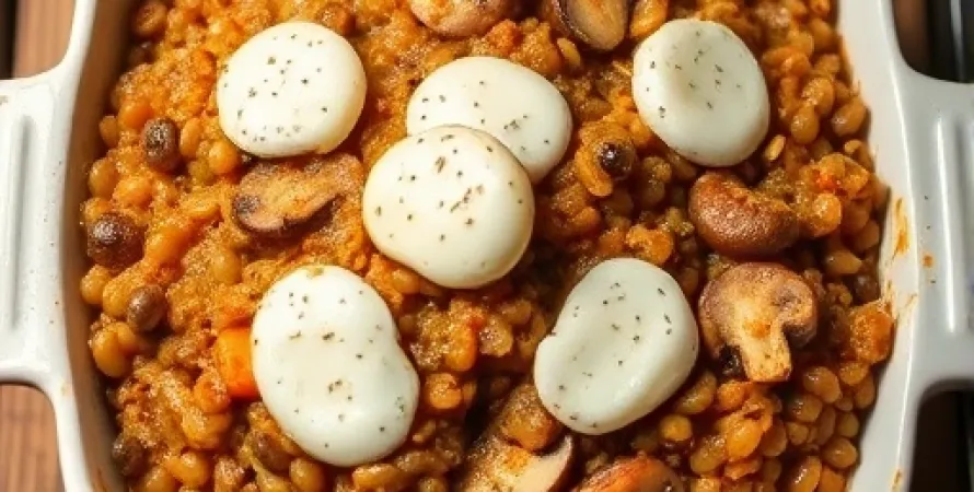 Lentilles aux champignons et noix de Grenoble