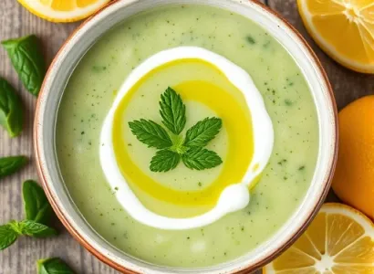 Soupe froide au concombre et timbales de bulgur