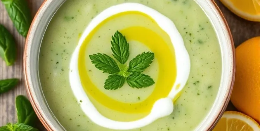 Soupe froide au concombre et timbales de bulgur