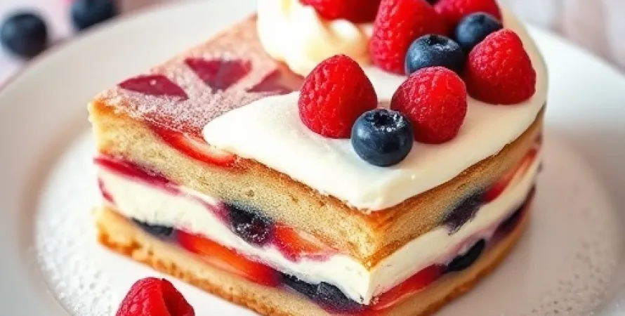 Gâteau aux trois fruits rouges