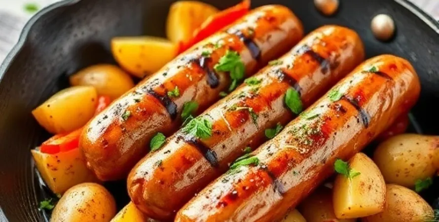 Saucisses italiennes aux pommes de terre et poivrons