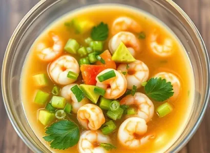 Soupe estivale aux crevettes