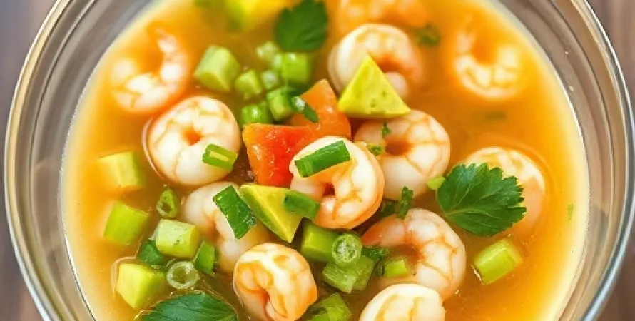 Soupe estivale aux crevettes