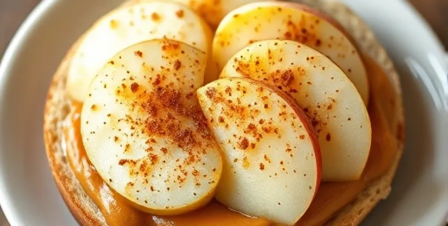 Petit déjeuner aux pommes et au beurre de cacahuètes