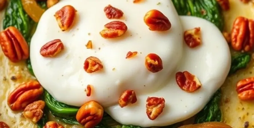 Fromage mozzarella panne aux noix de pecan