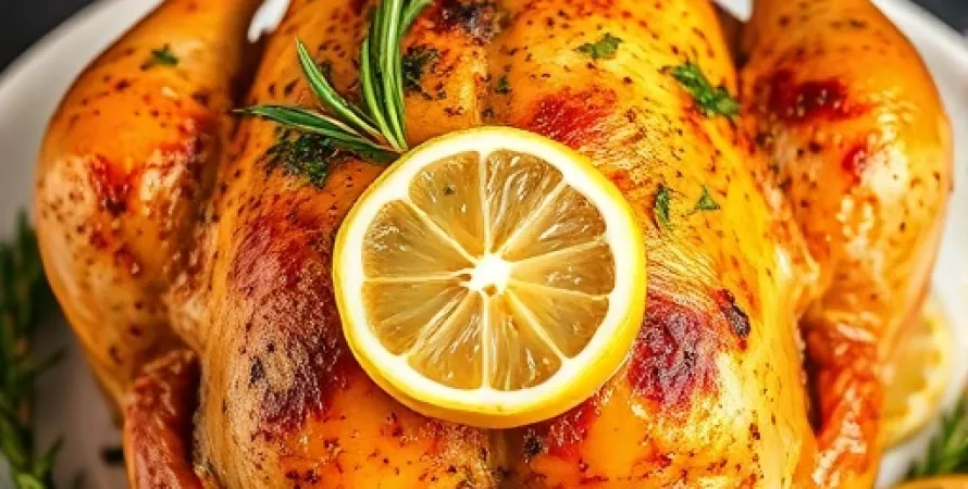 Poulet au citron, ail et romarin