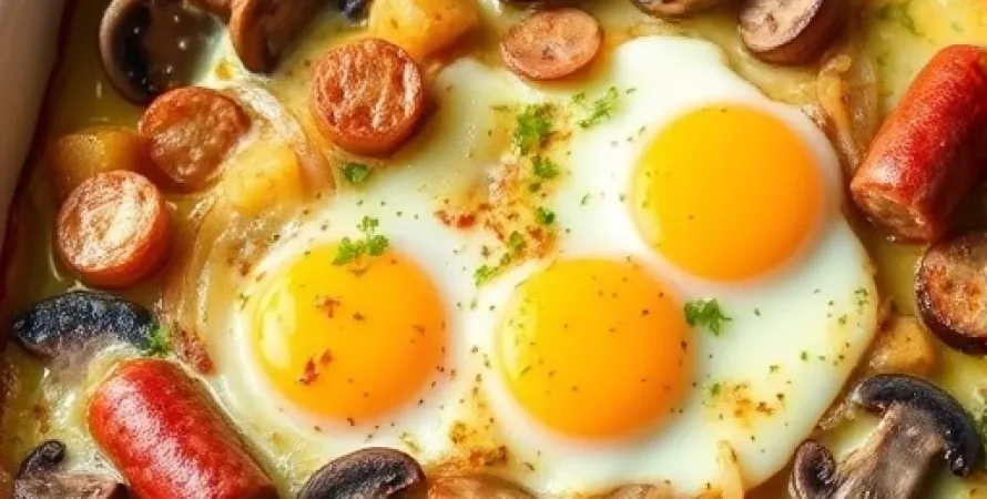 Gratin de saucisses et oeufs