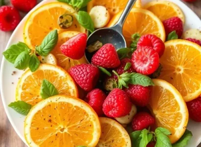 Vinaigrette aux oranges et framboises