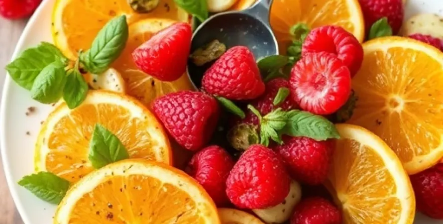 Vinaigrette aux oranges et framboises