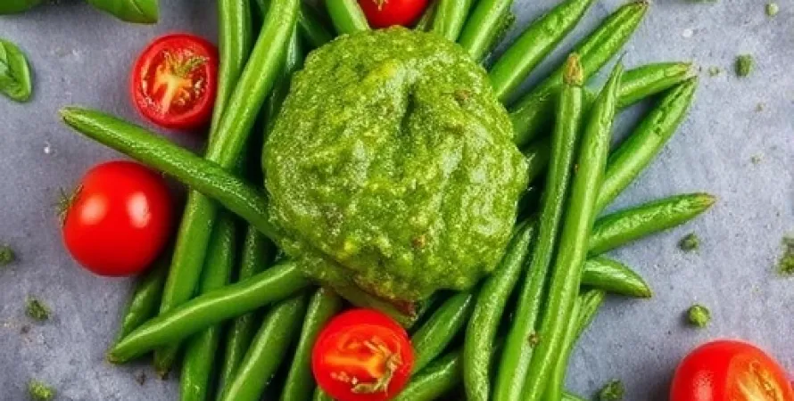 Haricots verts et tomates au pesto