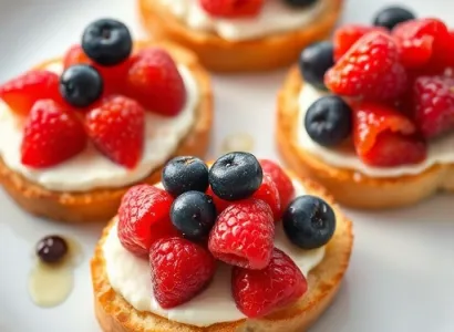 Crostini au mascarpone, berries et miel
