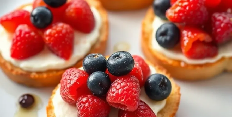 Crostini au mascarpone, berries et miel