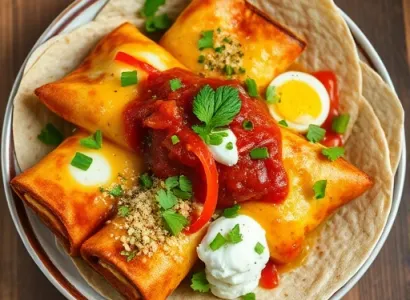 Enchiladas au jambon et oeufs