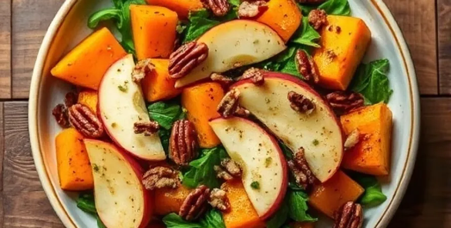 Salade de courge butternut, pomme et pecan