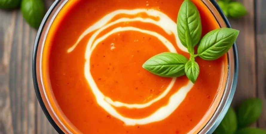 Potage de tomate au basilic