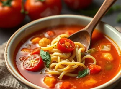 Potage de pâtes aux tomates