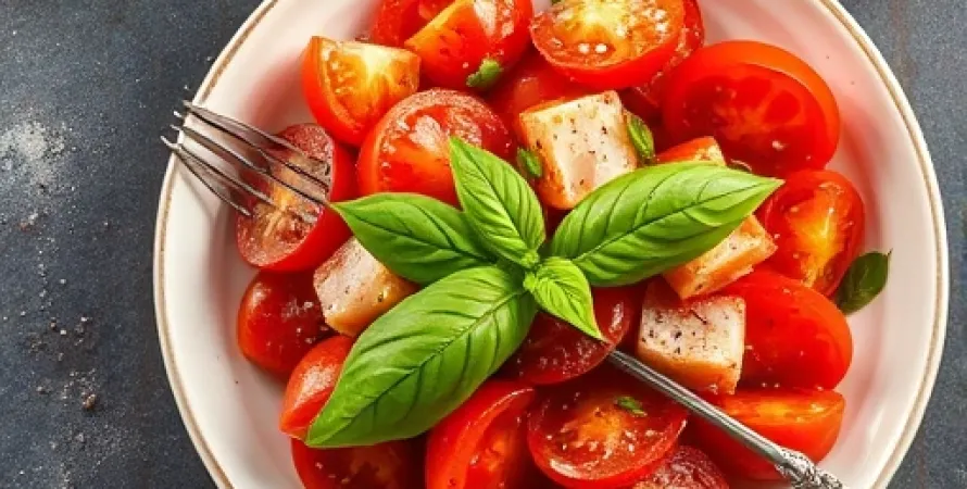 Salade de tomates au basilic