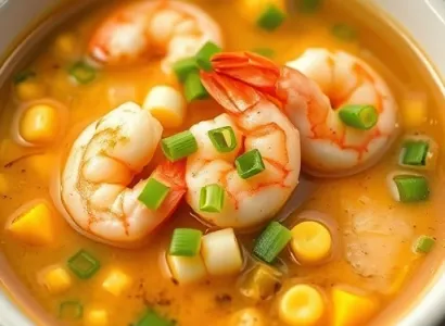 Soupe de crevettes et de maïs
