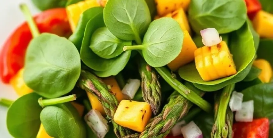 Salade d'épinards, asperges et maïs