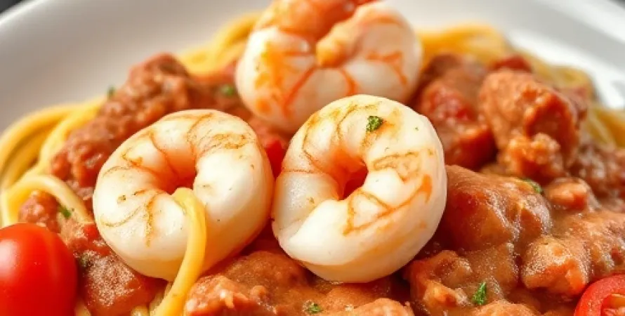 Crevettes à la sauce crème tomate