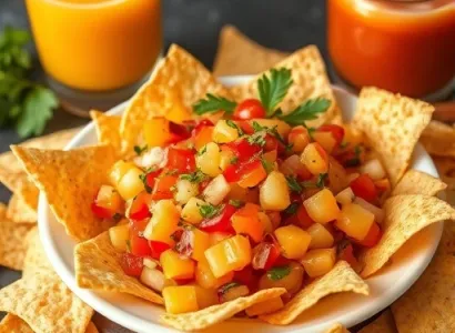 Salsa de fruits avec chips de tortilla