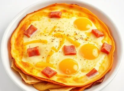 Omelette au fromage et jambon