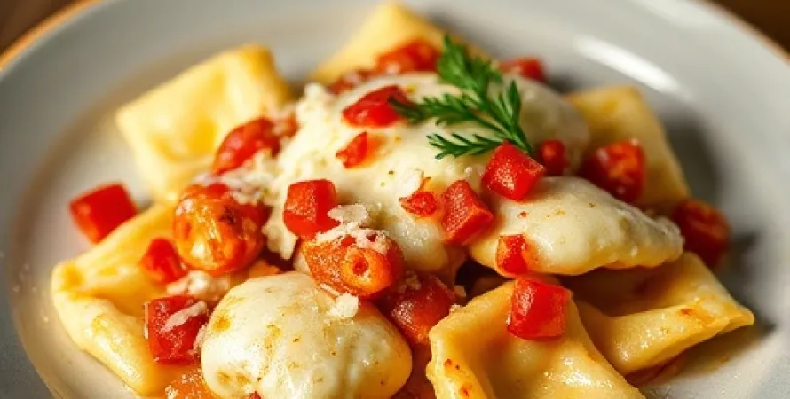Bake de tortellini au fromage et caponata