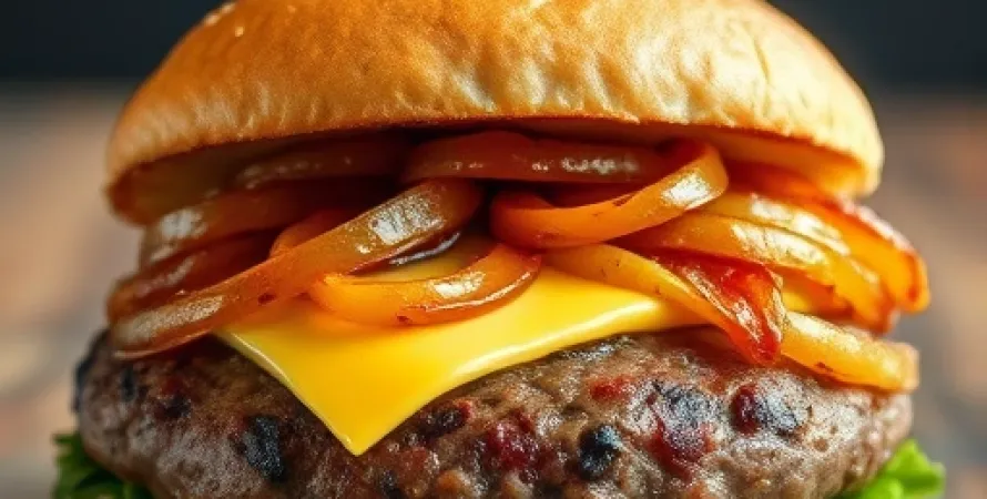 Burger au fromage et oignons