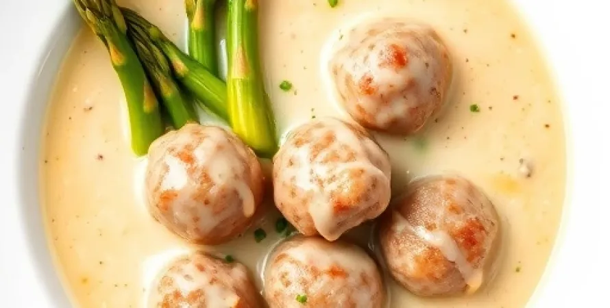 Potage d'asperges avec boulettes de viande