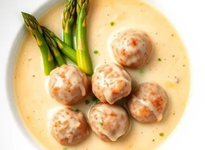 Potage d'asperges avec boulettes de viande