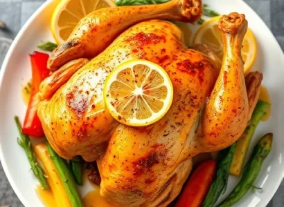 Poulet rôti au miel et citron