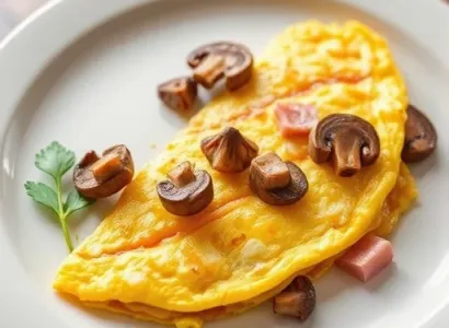 Omelette aux champignons et jambon