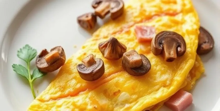 Omelette aux champignons et jambon