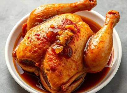 Poulet roti au chutney, miel et soja