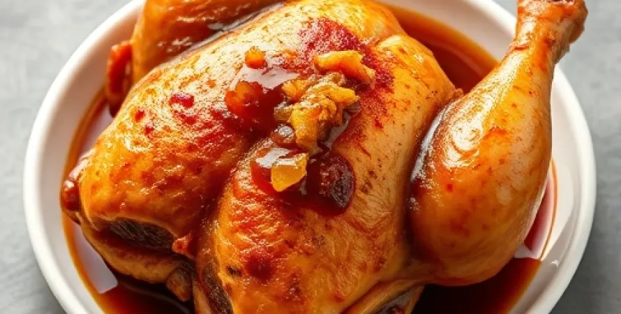 Poulet roti au chutney, miel et soja