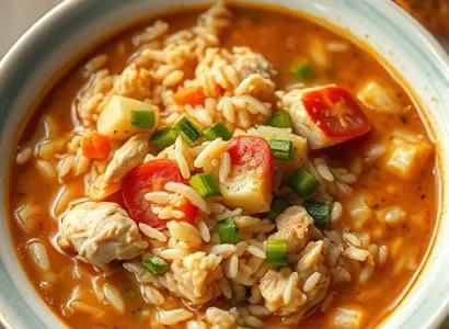 Potage de riz sauvage au poulet