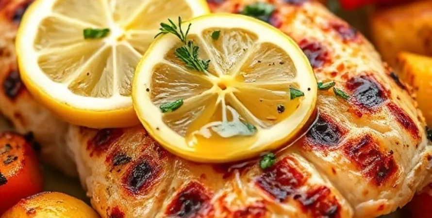 Poulet grillé au citron et miel