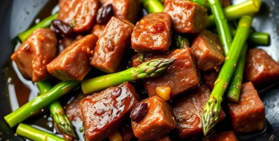 Boeuf et asperges au sauce de haricots noirs