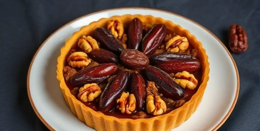 Tarte aux noix et dattes