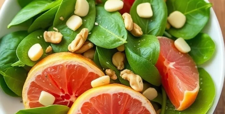 Salade de pamplemousses et épinards