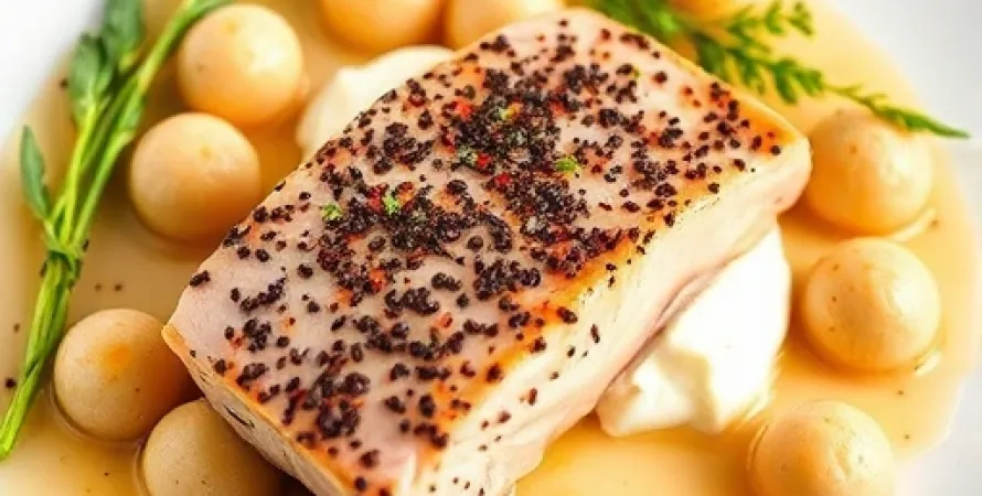 Foie de volaille au poivre et aux poires