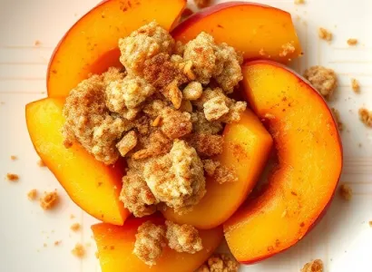 Crumble aux peches et canelle
