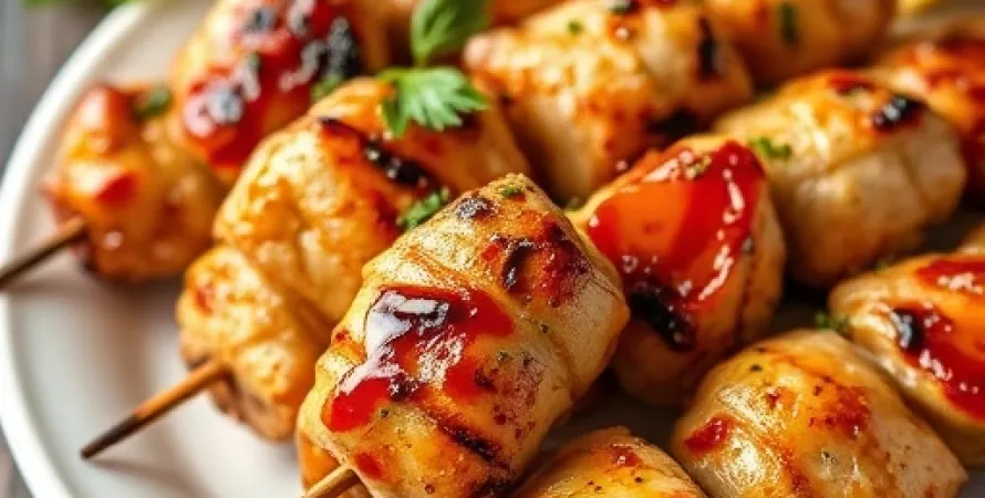 Brochettes de poulet au miel et au citron