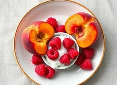 Compote de framboises et de pêches