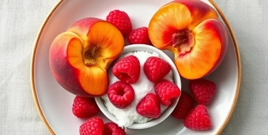 Compote de framboises et de pêches